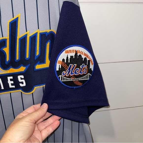 Majestic Brooklyn Cyclones Gray & Blue Pinstripe Jersey Size 2X - Picture 5 of 5